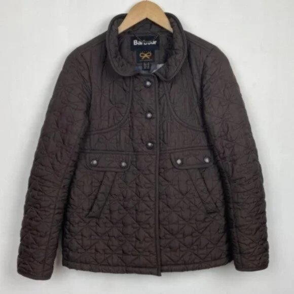 Rare Barbour x Anya Hindmarch 6 Minx Quilted Jacket Brown Bows Vintage - Picture 1 of 13